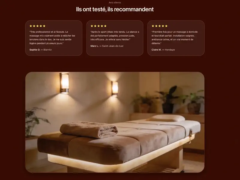 Site premium pour un spa haut de gamme avec réservation en ligne